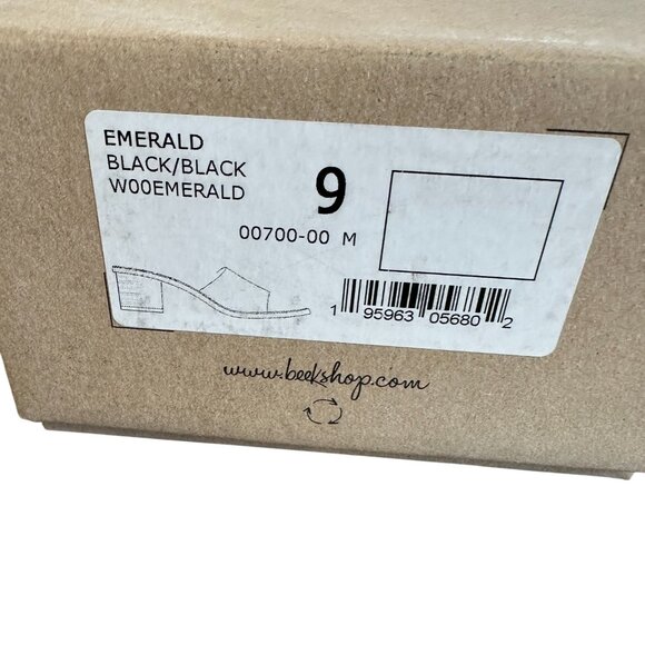 NEW in Box Beek Leather Emerald Heel Sandals in Black Sizes 8, 9 - Picture 7 of 9